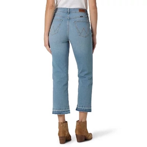 Wrangler 16 / 33 Jeans High Rise True Straight Crop Distressed Raw Hem NWT - Picture 6 of 12